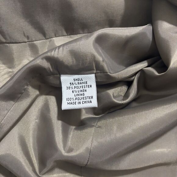 Talbots Blazer Sz 12P Tan Plaid Ramie Linen Blend Jacket Wood Buttons 3/4 Sleeve - Picture 4 of 7